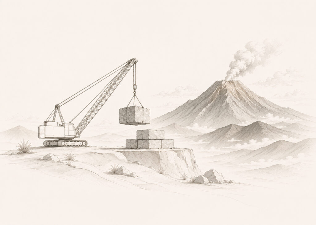 Sukabumi quarry in West Java Indonesia · origin of Sukarta stone